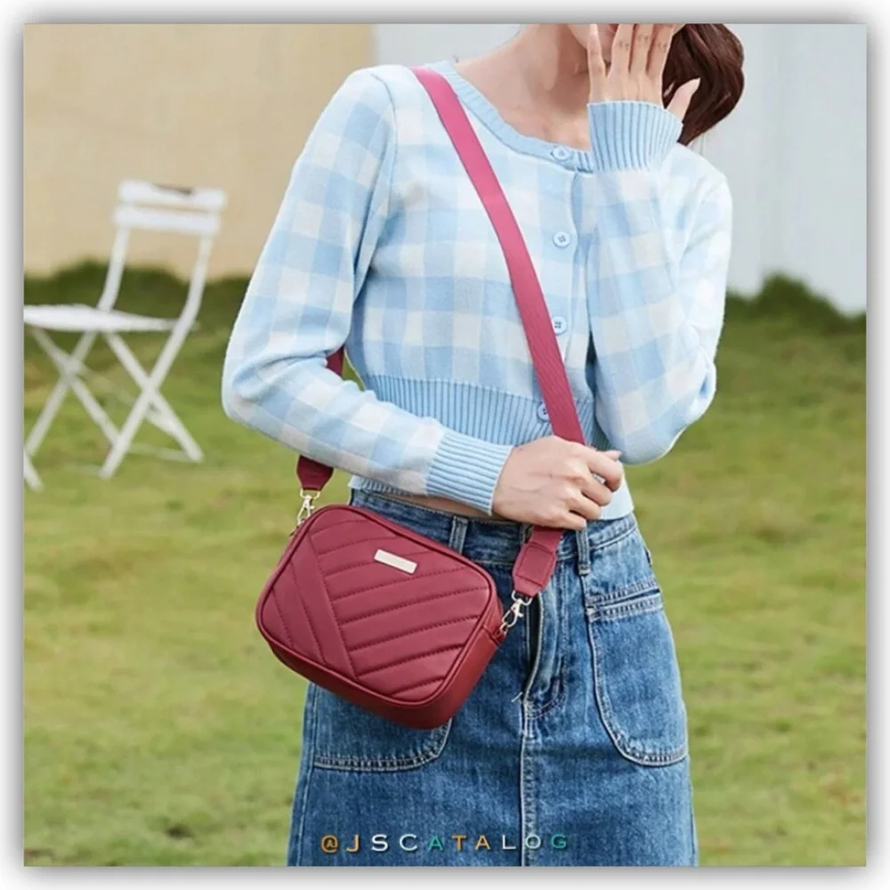 NEW Wine Red Leather Crossbody Purse Bag